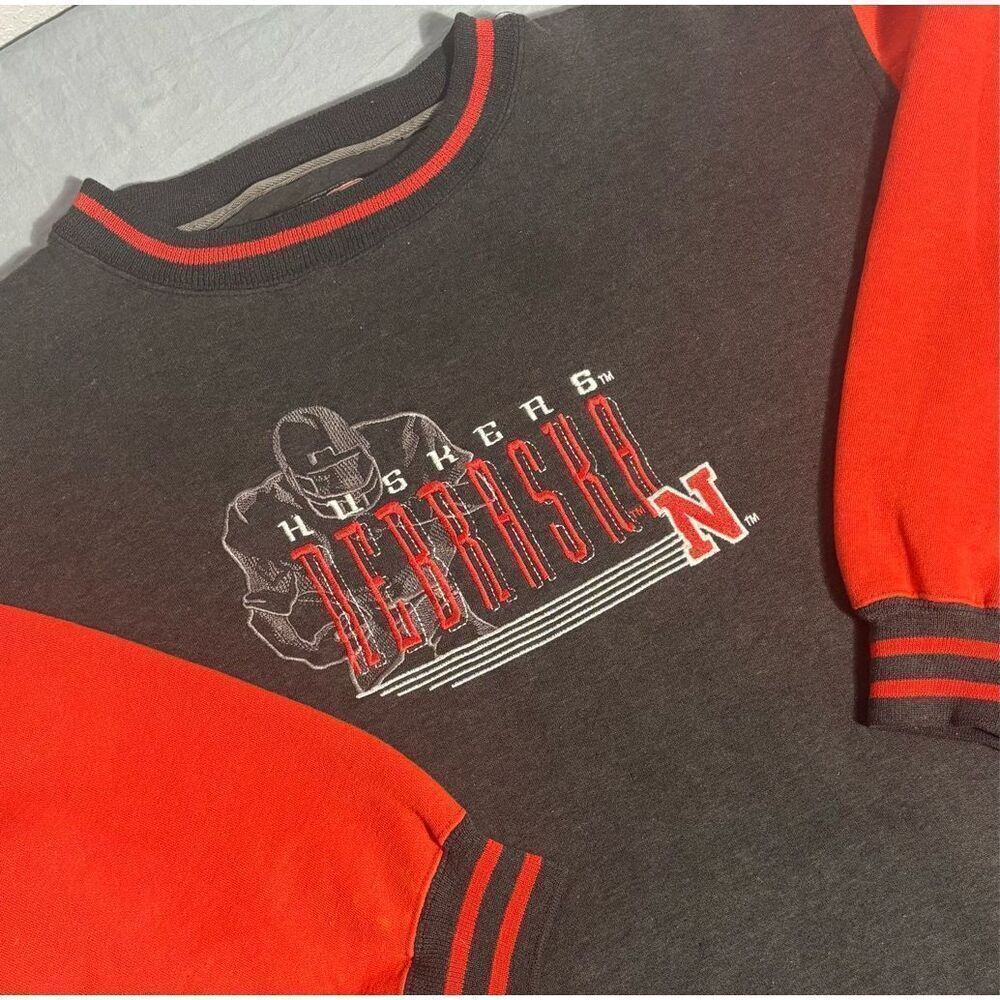 Logo 7 Nebraska Huskers Vintage 90s Sweatshirt Adult XL Black Red NCAA Football